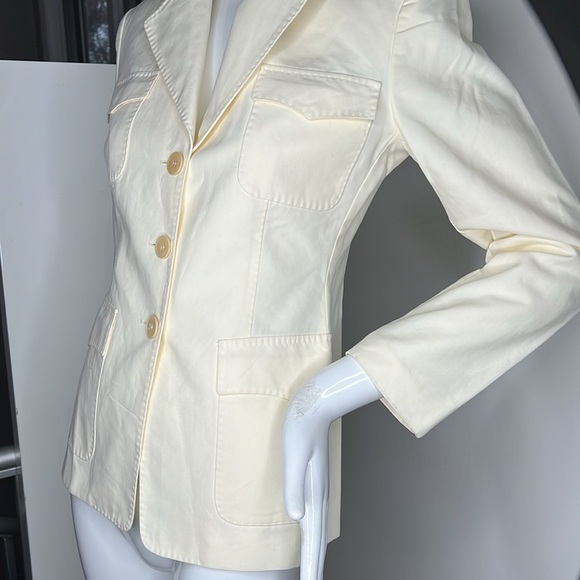 MaxMara Sz 6/40 Cream 100% Cotton Fitted Blazer Made in Italy - Picture 2 of 9
